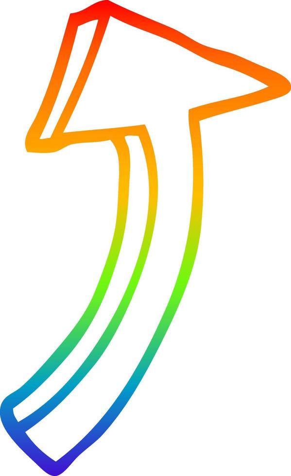 rainbow gradient line drawing cartoon pointing arrow vector