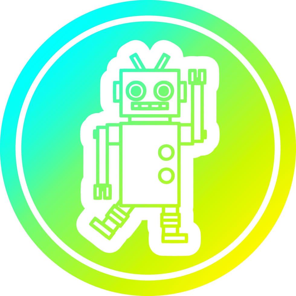 dancing robot circular in cold gradient spectrum vector