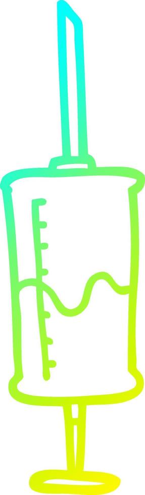 cold gradient line drawing cartoon syringe of blood vector