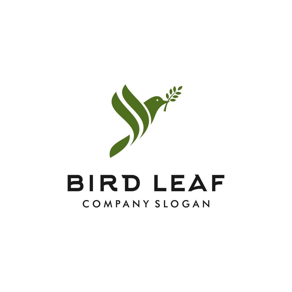 pájaro moderno con logotipo de hoja verde - ilustración vectorial, diseño de pájaro y hoja verde sobre fondo blanco, adecuado para su necesidad de diseño, logotipo, ilustración, animación, etc. vector