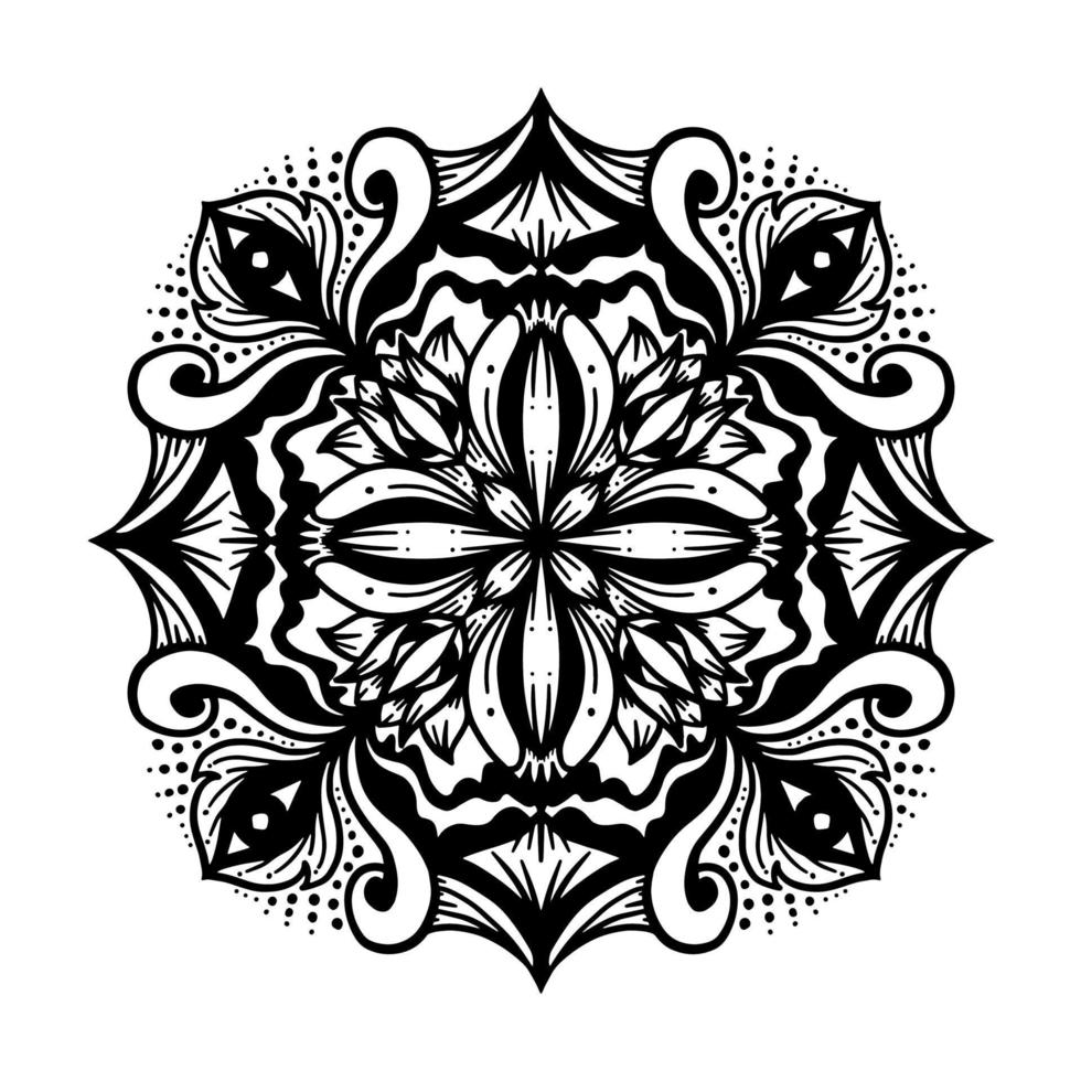 patrón de flores en estilo mandala vintage para tatuajes, telas o decoraciones y más. ilustración vectorial vector