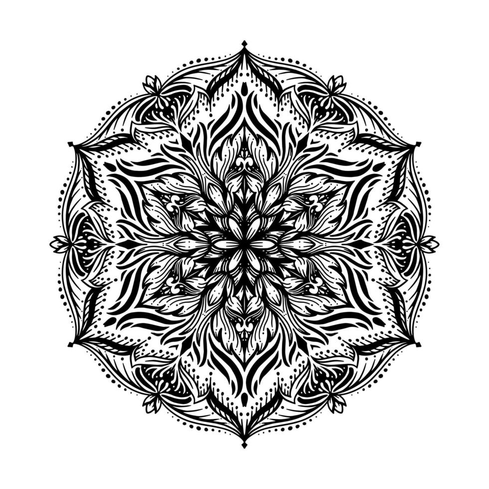 flower pattern in vintage mandala style for tattoos, fabrics or decorations and more. Vector illustration.