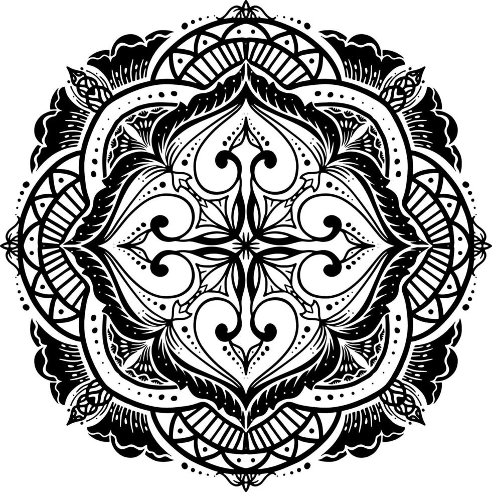 flower pattern in vintage mandala style for tattoos, fabrics or decorations and more. Vector illustration.