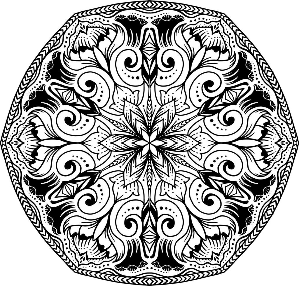 flower pattern in vintage mandala style for tattoos, fabrics or decorations and more. Vector illustration.