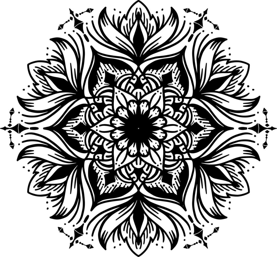 flower pattern in vintage mandala style for tattoos, fabrics or decorations and more. Vector illustration.