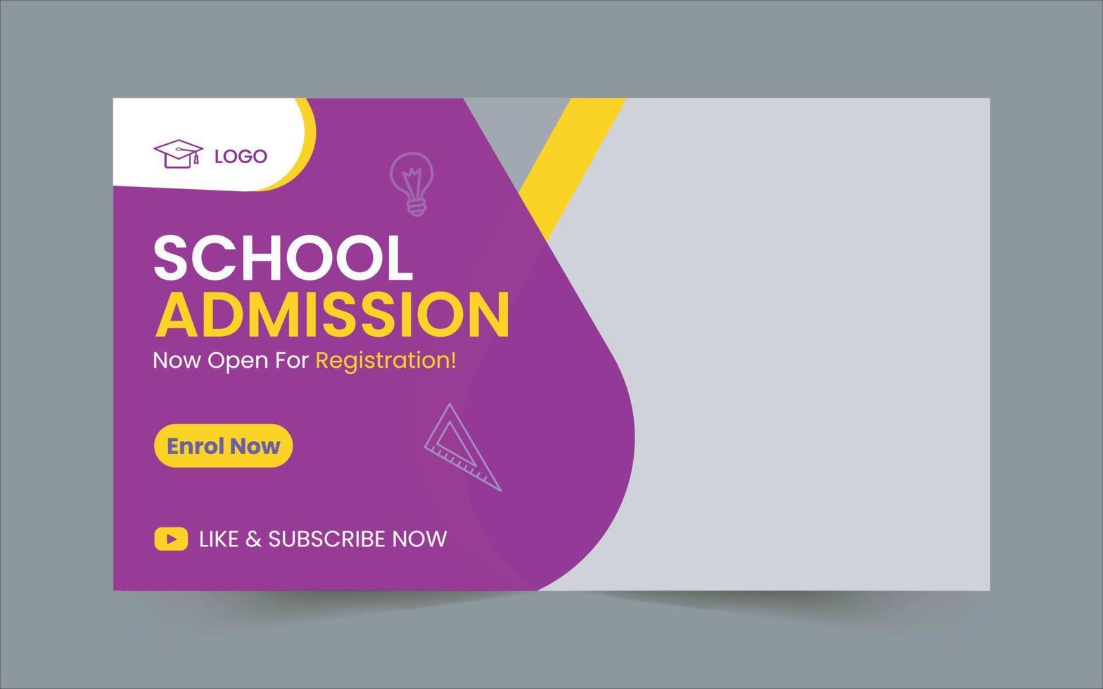 School Admission youtube thumbnail template vector