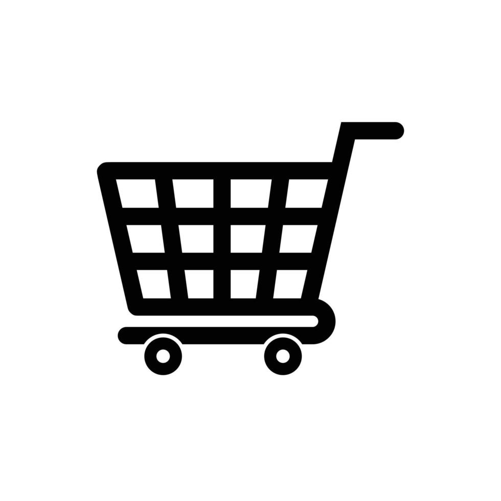 icono de tienda y venta de símbolo de carrito de compras. vector de icono de carrito de compras. signo simple del carro de la compra. diseño del logotipo del carrito de la compra. Ilustración de diseño de vector de carrito de compras. imagen del icono del carrito de compras. carretilla