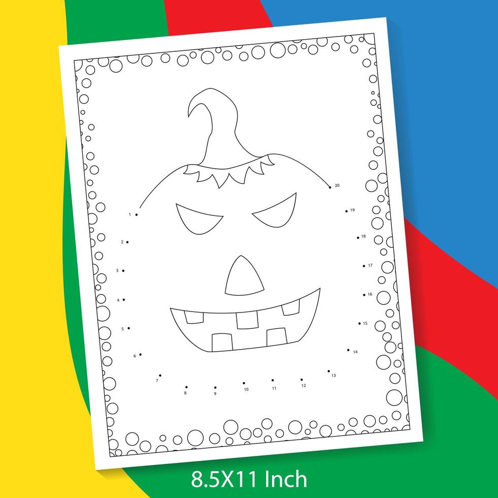 Halloween dot to dot game and color for children, 1 to 20 Connect dot to dot game for children vector