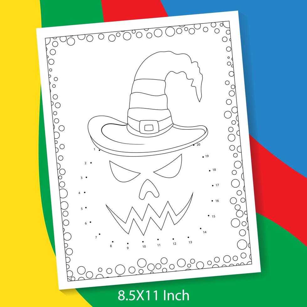Halloween dot to dot game and color for children, 1 to 20 Connect dot to dot game for children vector