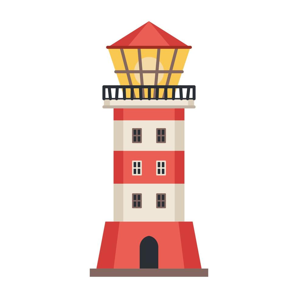 icono de faro detallado de mar aislado en blanco - vector. torre de baliza vector