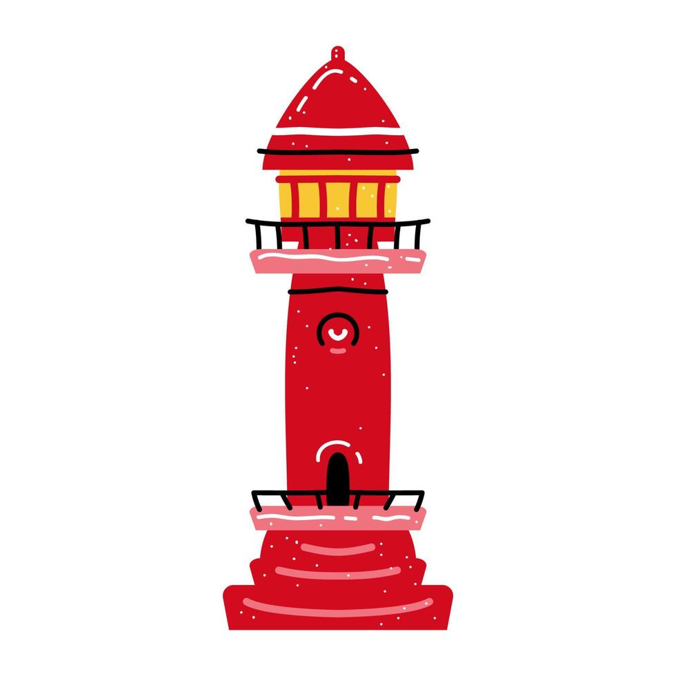 Red lighthouse isolated on white background - Jeju Island beacon South Korea vector