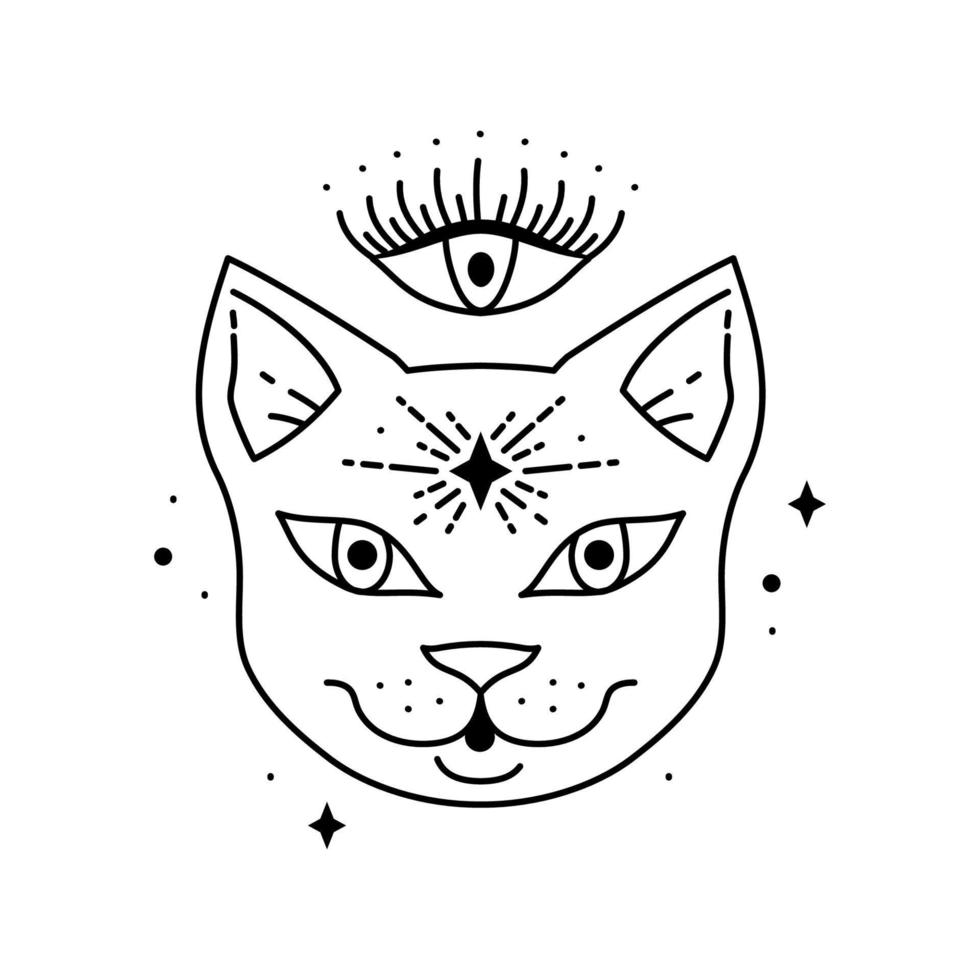 símbolo mágico del gato boho. elemento sagrado gitano y signo de estilo boho. vector