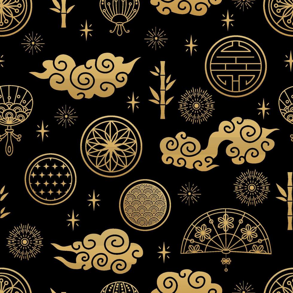 Chinese traditional oriental ornament background, pattern seamless vector