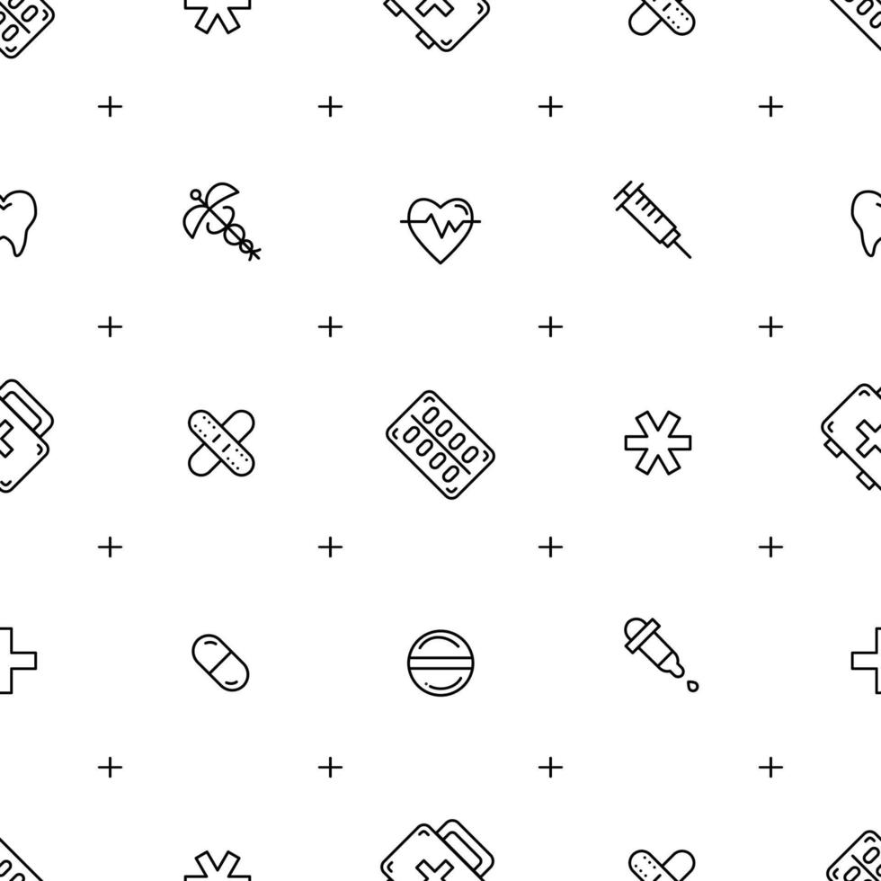 Medicine vector seamless pattern with medical equipment elements.