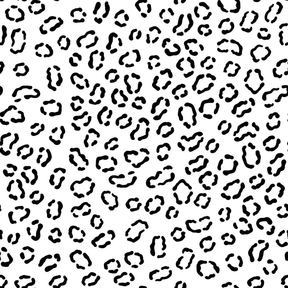 Vector seamless pattern with leopard skin. Black and white leopard spots.