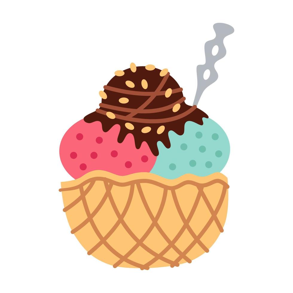 Ice cream in bright cartoon style. Icecream vector in nice colors isolated