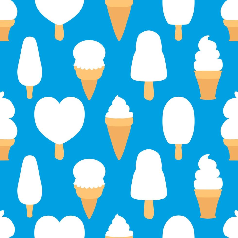 Ice cream seamless pattern blue repeat for any use vector illustration.