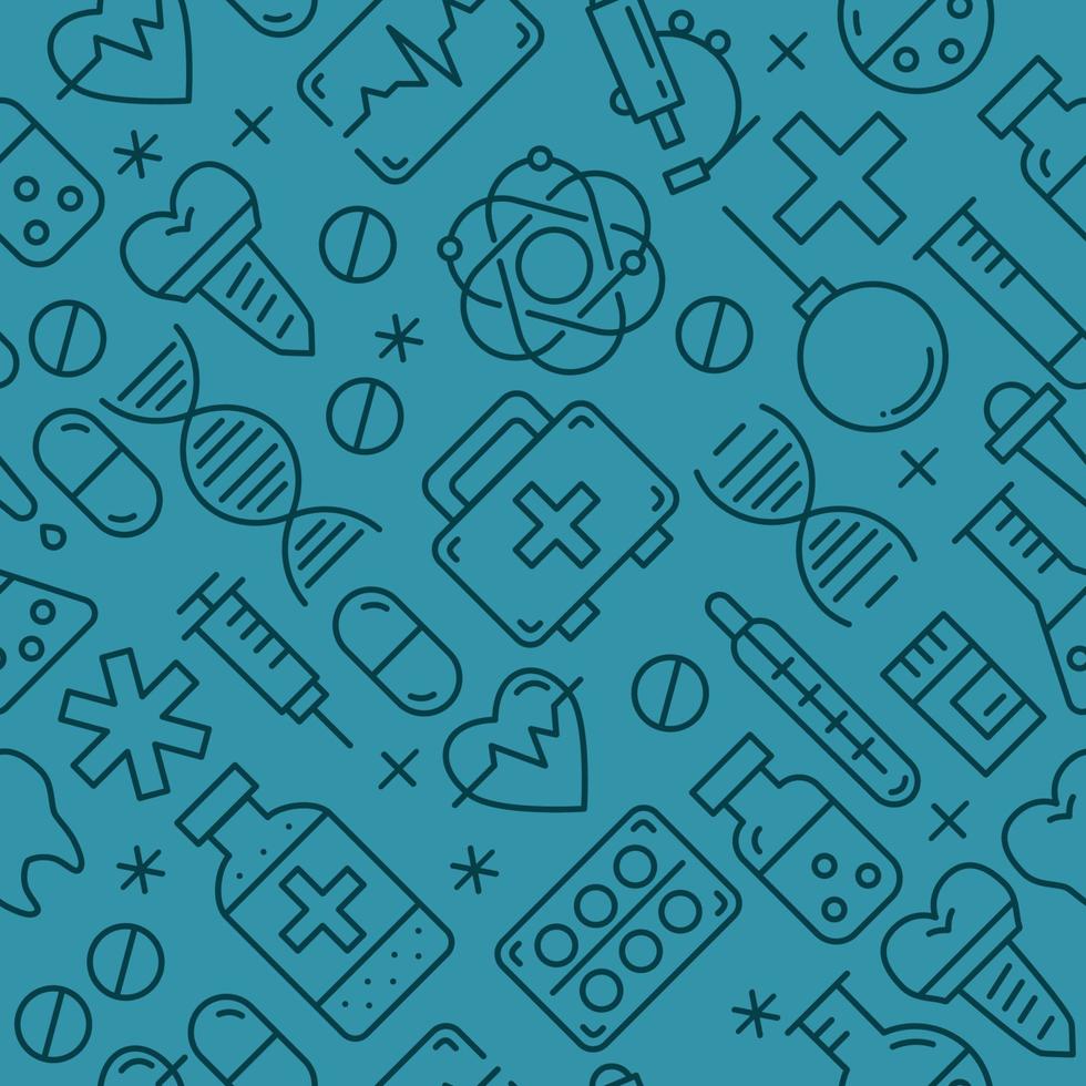 Medicine vector seamless pattern with medical equipment elements.