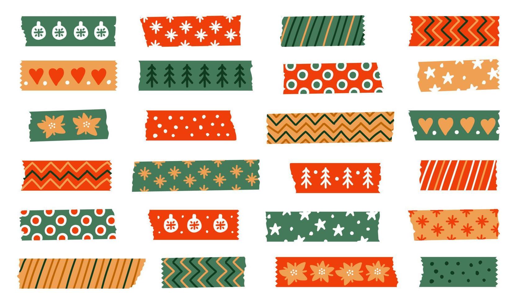 cintas washi navideñas. conjunto vectorial de líneas escocesas de colores invernales vector