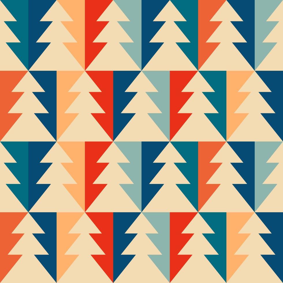 Retro vintage pattern with Christmas trees vector