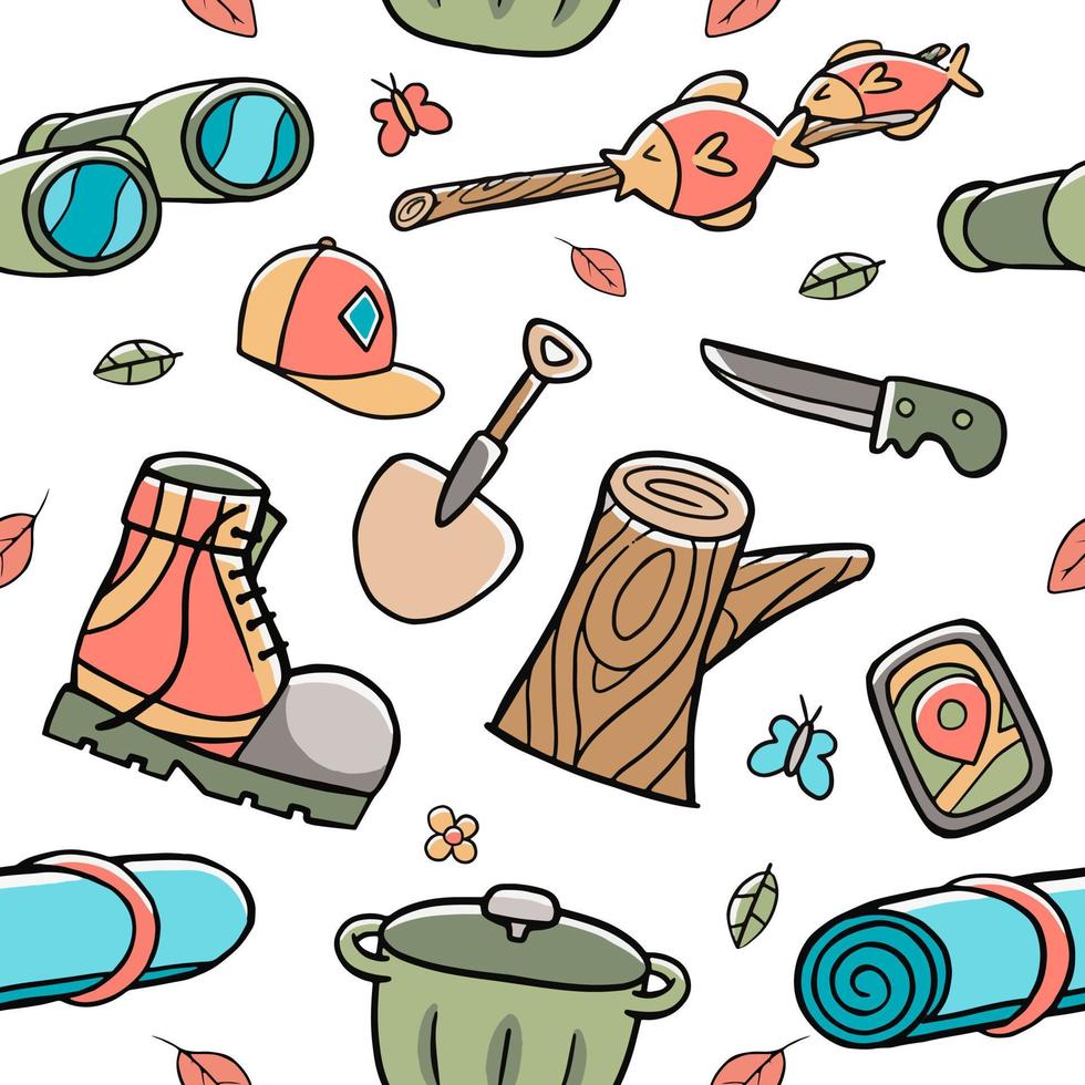 Camping Seamless Pattern vector