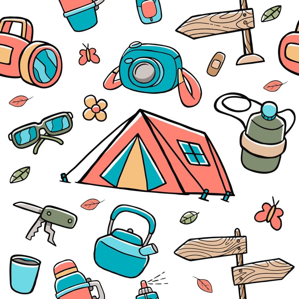 Camping Seamless Pattern vector