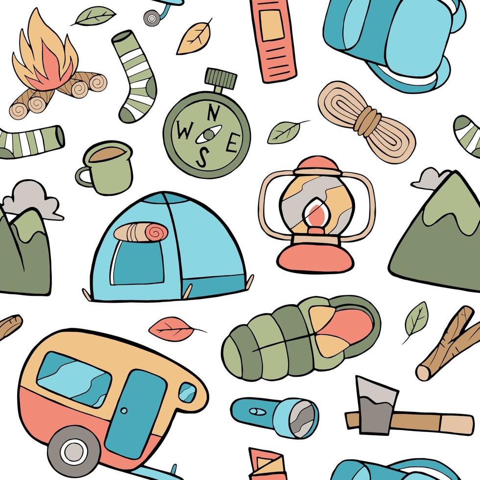 Camping Seamless Pattern vector