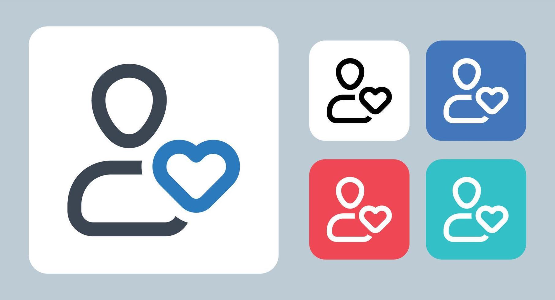 Favorite User icon - vector illustration . Favorite, Favourite, Profile, User, Account, Avatar, Friend, Heart, Love, like, bookmark, line, outline, flat, icons .