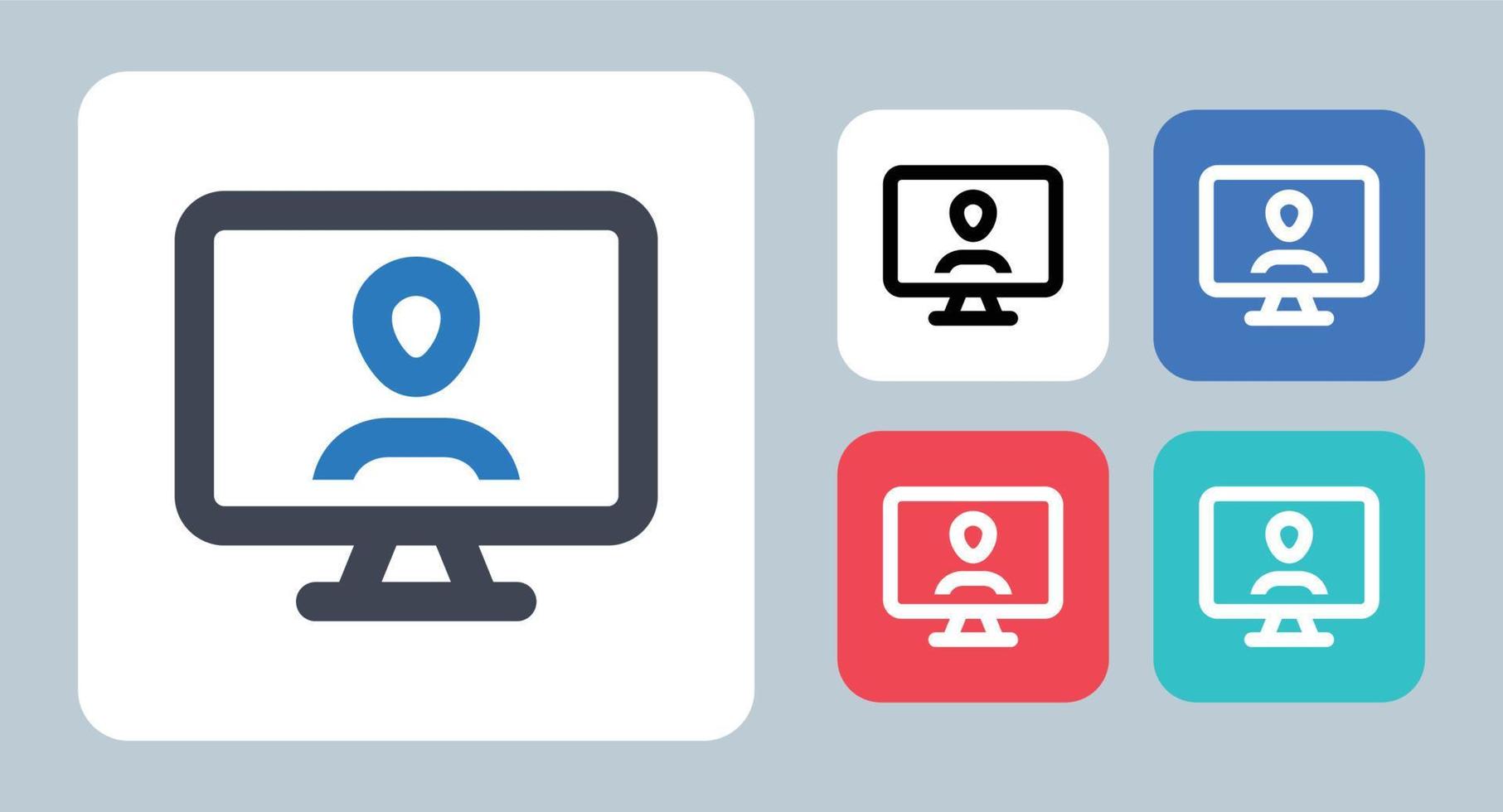 Computer User icon - vector illustration . computer, pc, user, account, profile, avatar, notebook, login, person, password, video call, line, outline, flat, icons .