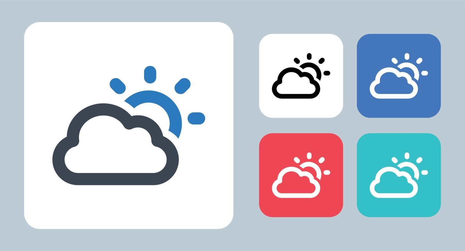 Weather icon - vector illustration . Weather, Sun, Climate, Forecast, Sunny, Day, Cloud, Cloudy, summer, hot, line, outline, flat, icons .