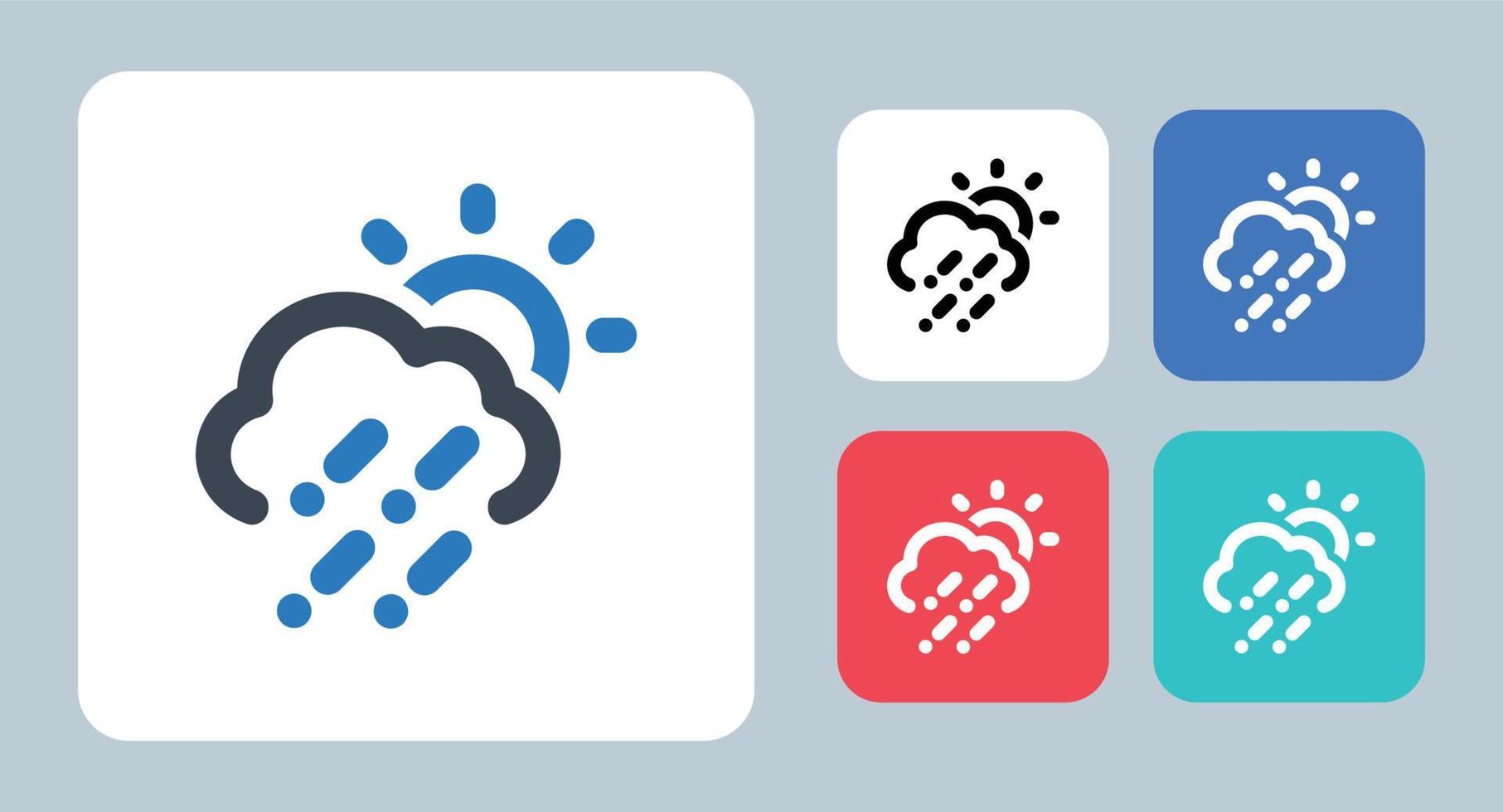 icono de granizo - ilustración vectorial . granizo, piedras, lluvia, tormenta, nube, clima, pronóstico, sol, día, clima, línea, contorno, plano, iconos. vector