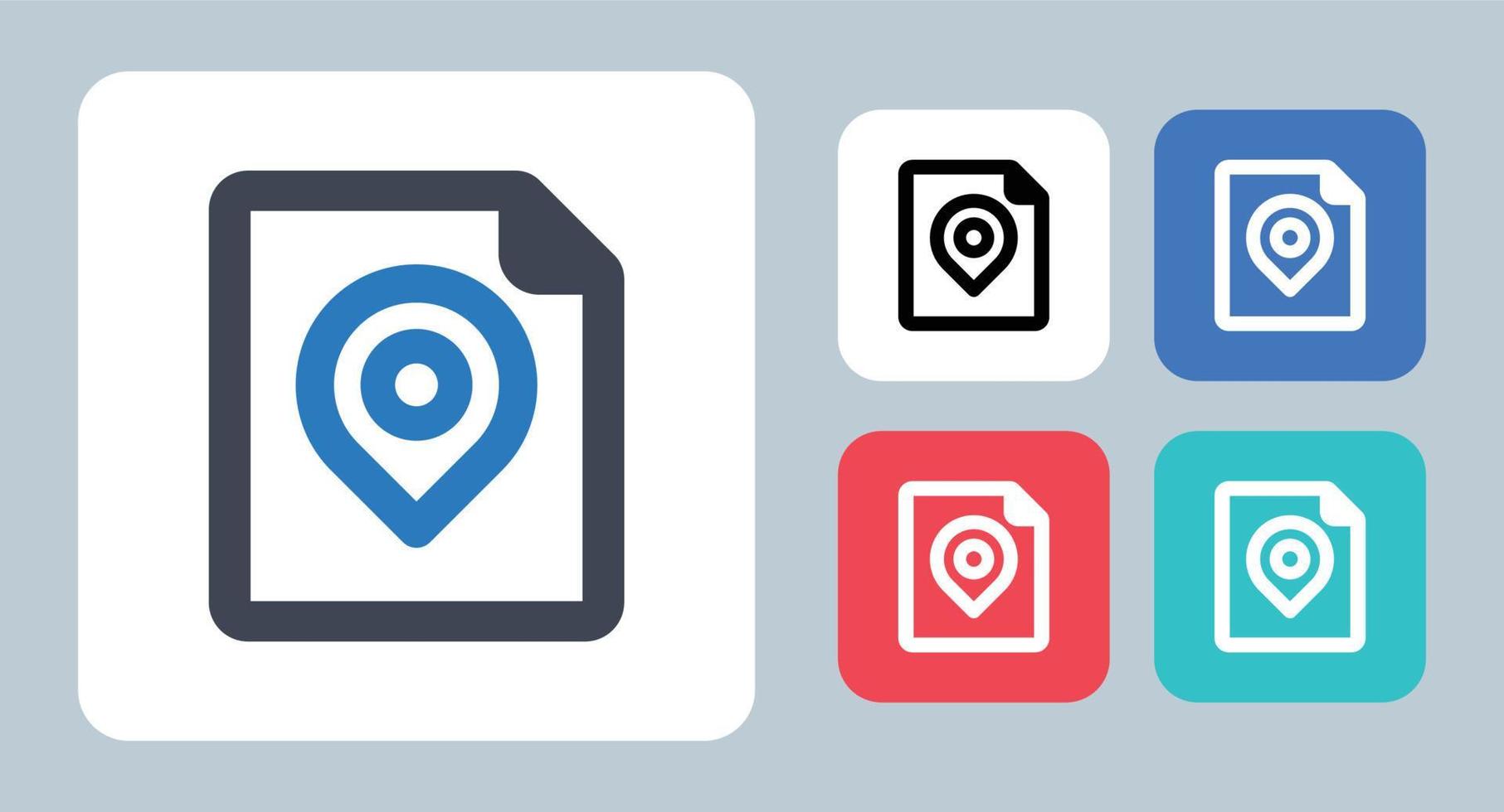 File Location icon - vector illustration . File, Document, Location, Map, Marker, Navigation, Pin, Address, paper, sheet, line, outline, flat, icons .