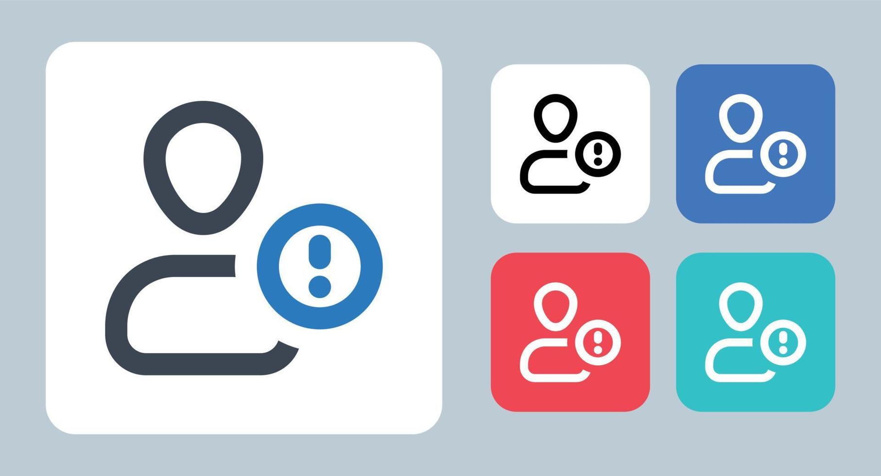 Account Error icon - vector illustration . User, Account, Error, Warning, Avatar, Profile, Spam, Alert, attention, problem, notice, line, outline, flat, icons .