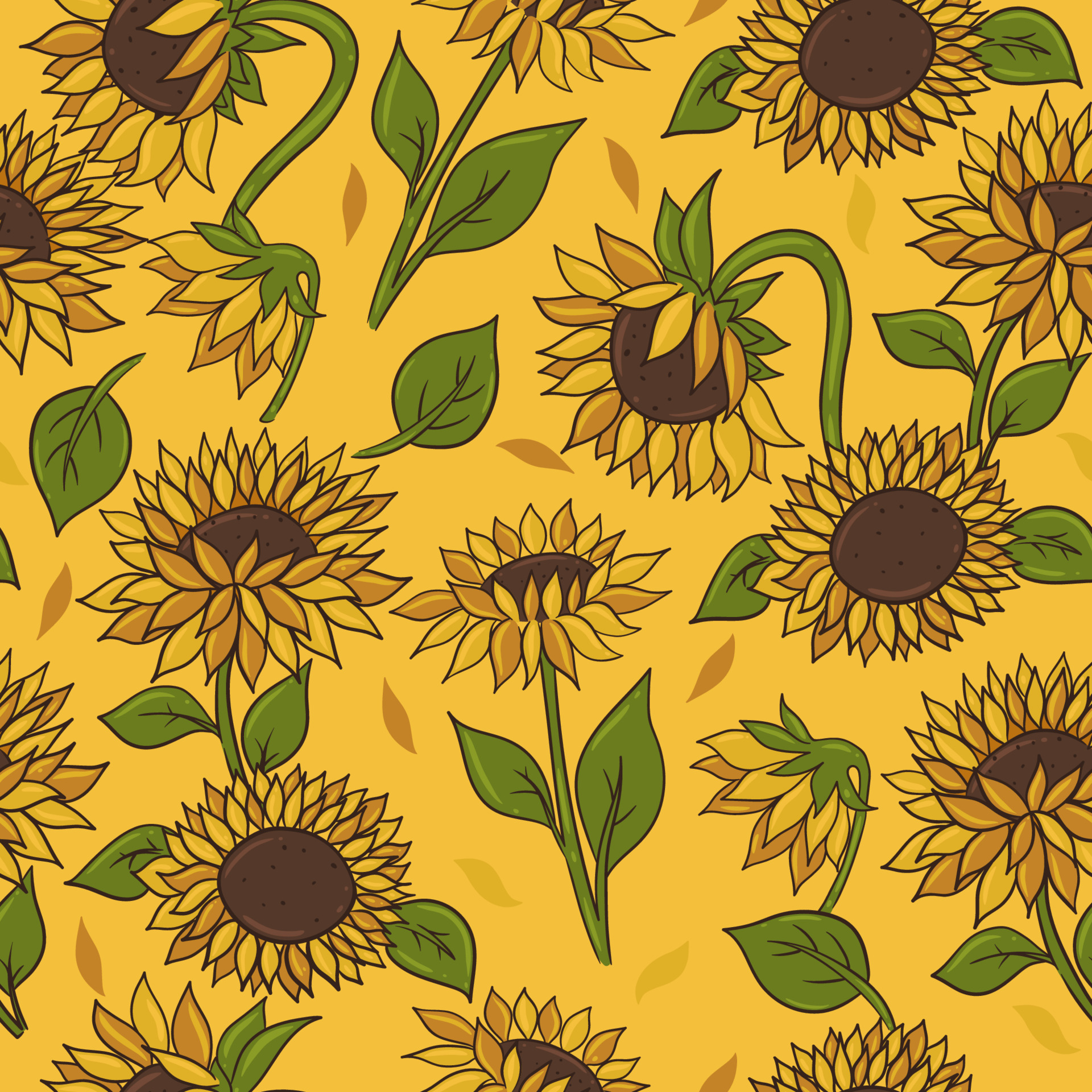 Seamless pattern with sunflowers. Vector graphics. 9926234 Vector Art ...