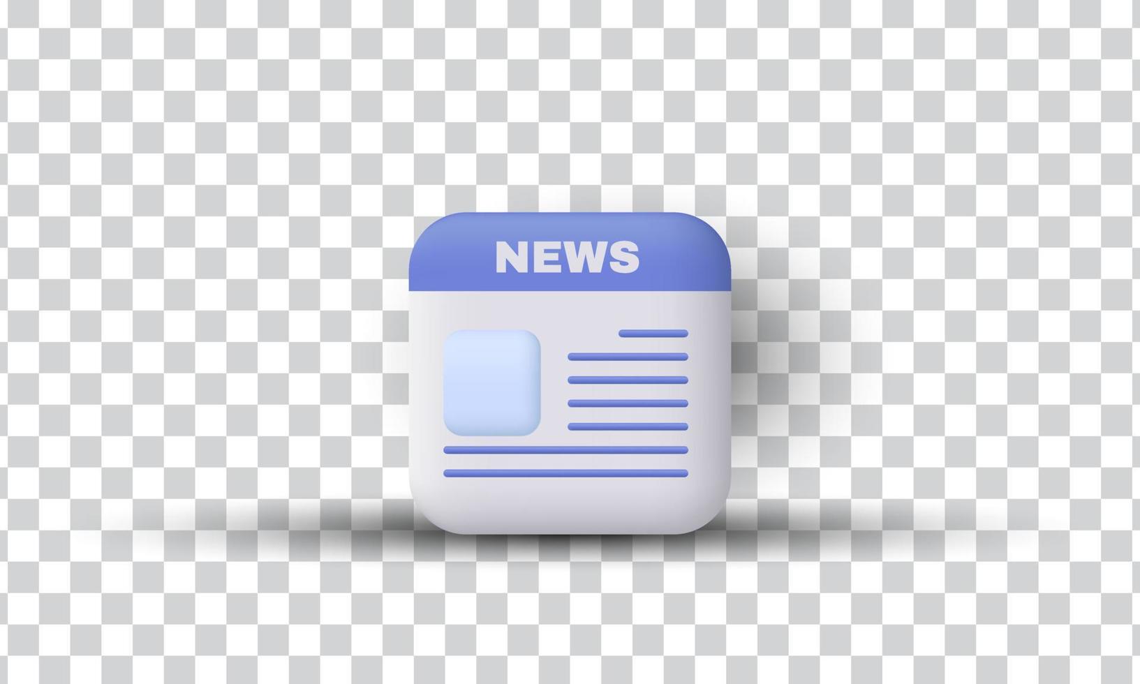 unique 3d cartoon style minimal newspaper icon design isolated on vector