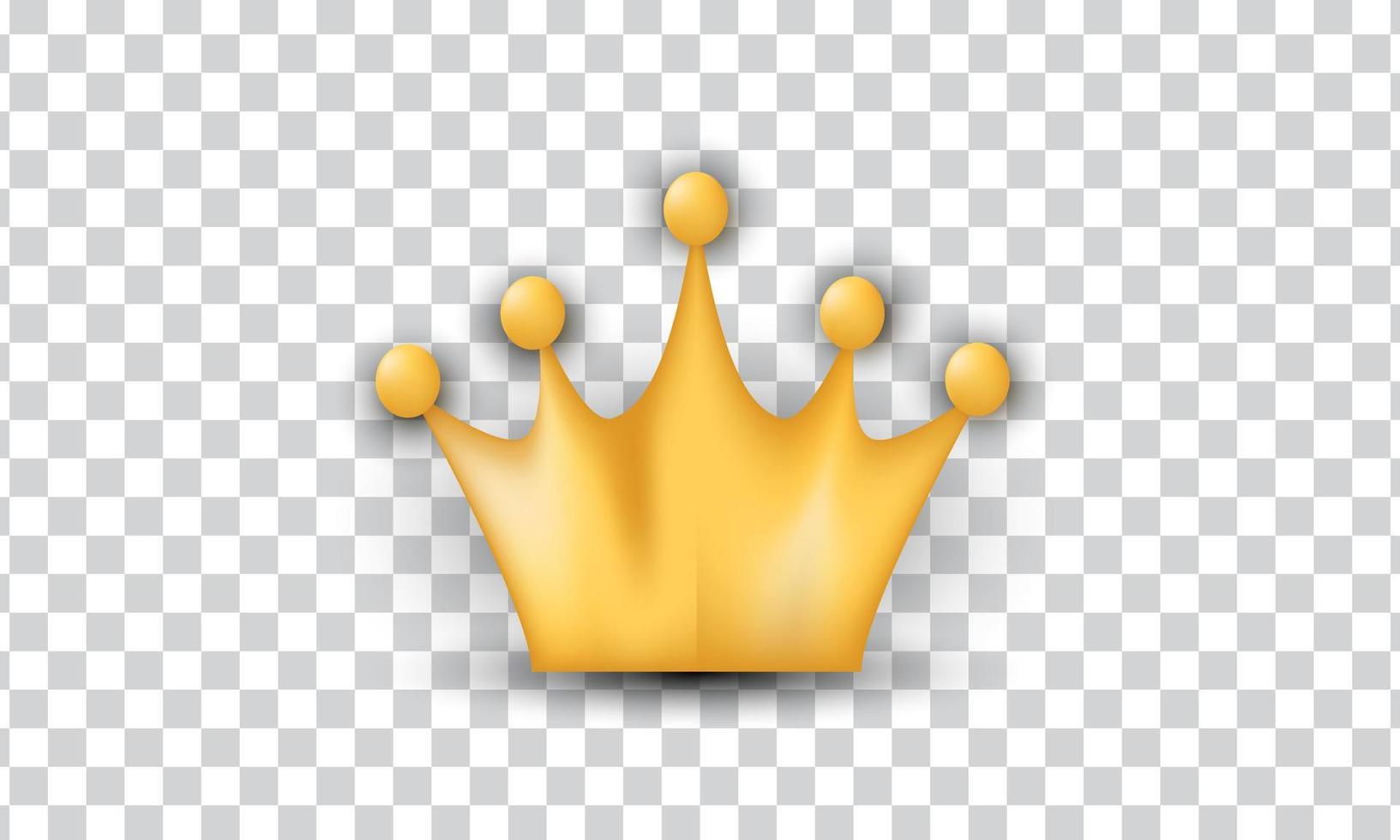 unique 3d cute yellow crown icon design isolated on vector