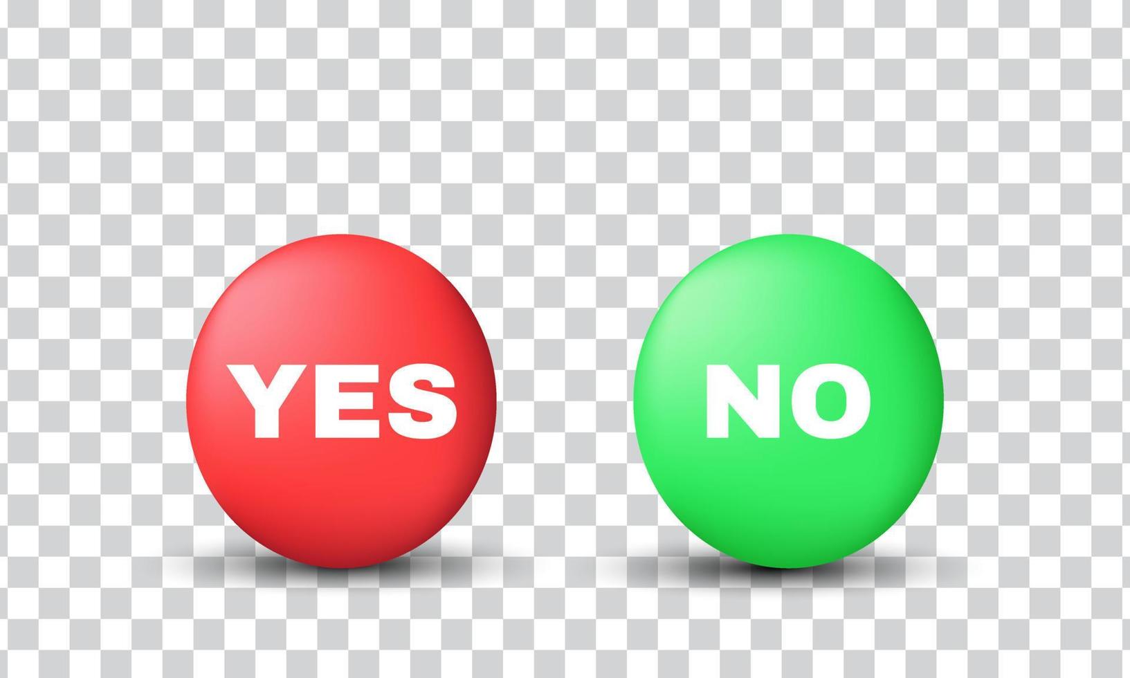 unique 3d circle yes and no votes buttons icon design isolated on vector