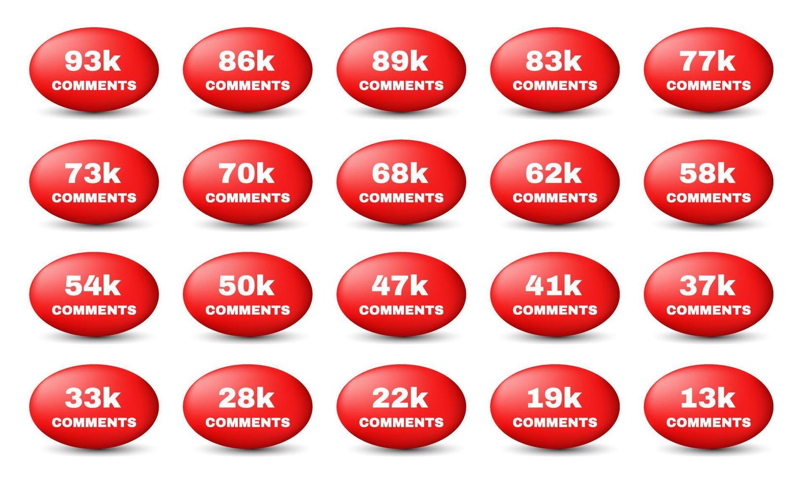 unique 3d set collection red comment banner template isolated on vector