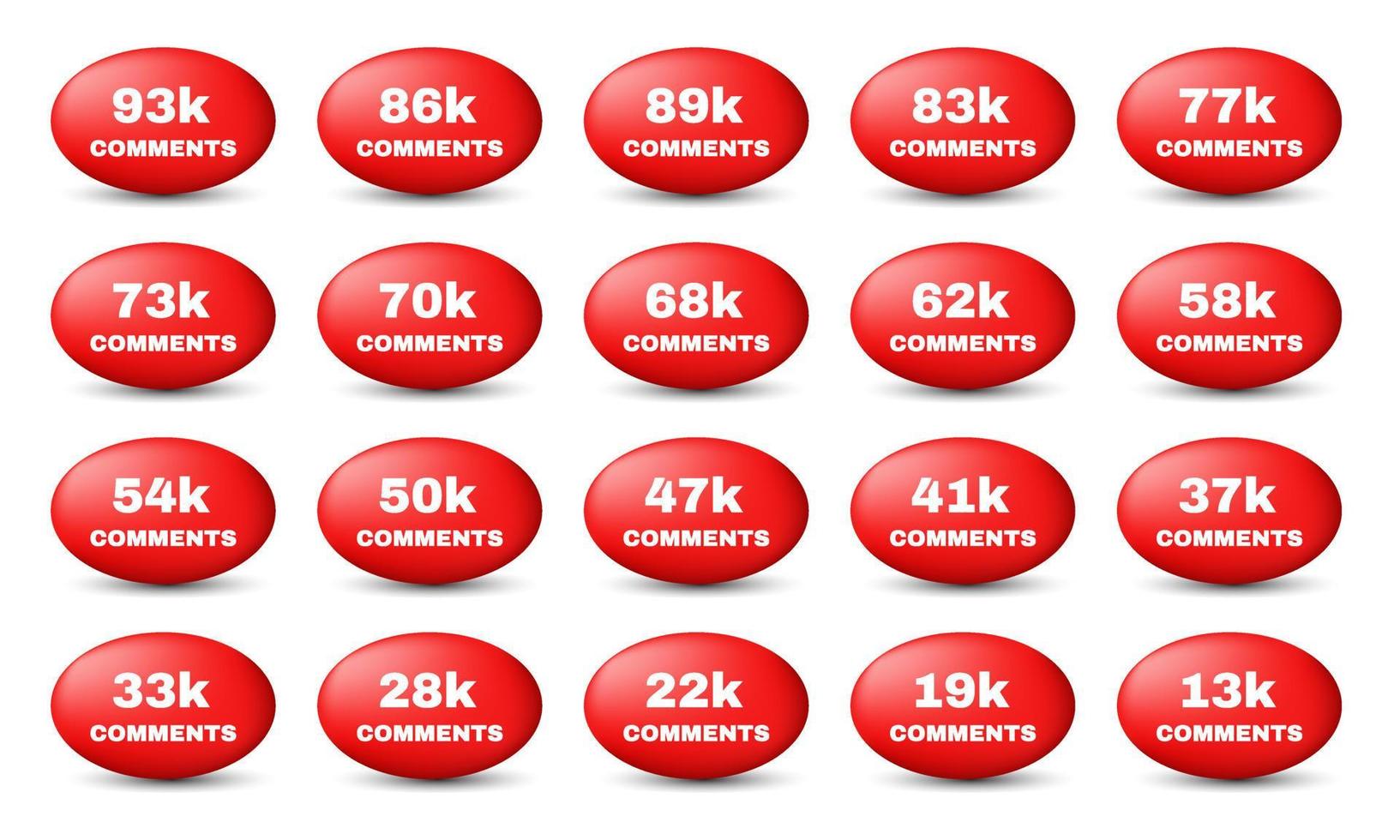 unique 3d set collection red comment banner template isolated on vector