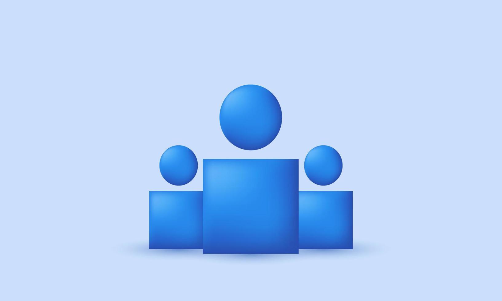diseño de icono social de usuario de grupo de personas de liderazgo azul único 3d aislado en vector