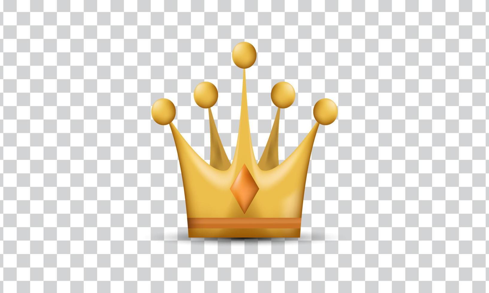 diseño de icono realista de corona de oro 3d único aislado en vector