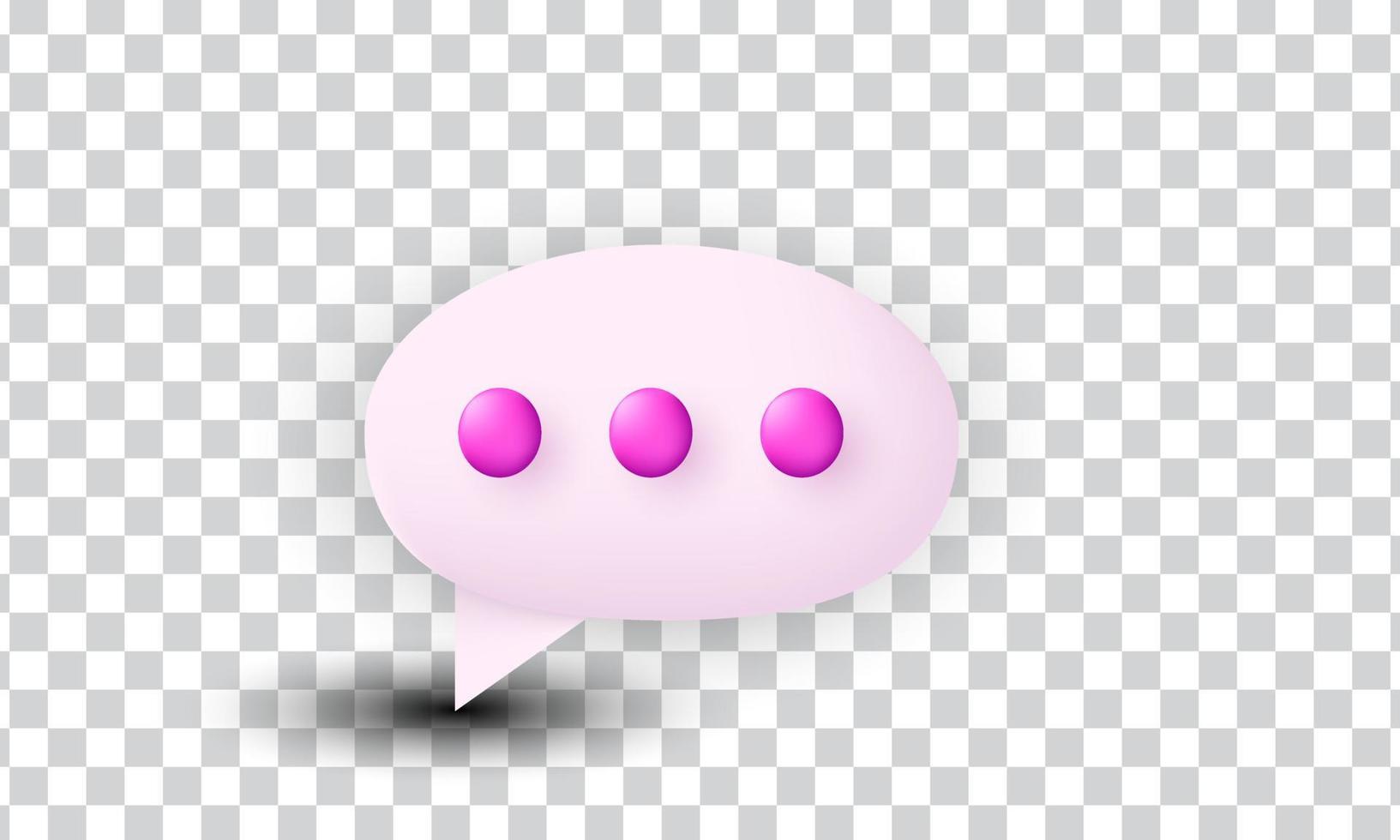 diseño de icono realista de burbuja de chat rosa de estilo 3d único aislado en vector