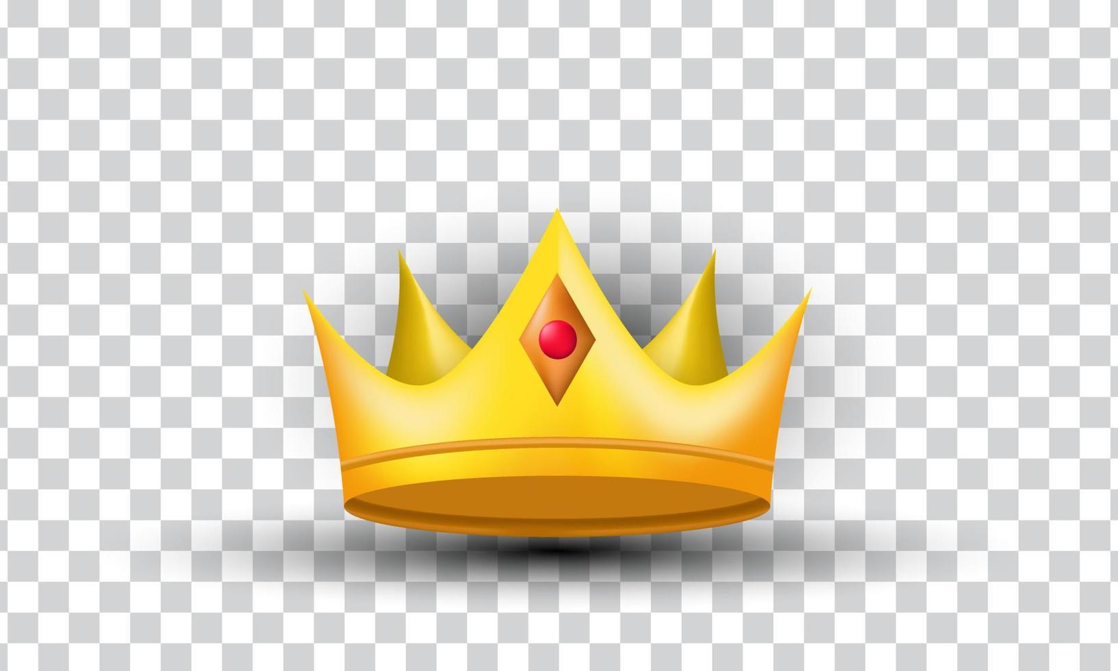 unique vector 3d style gold diamond red crown realistic icon design isolated on