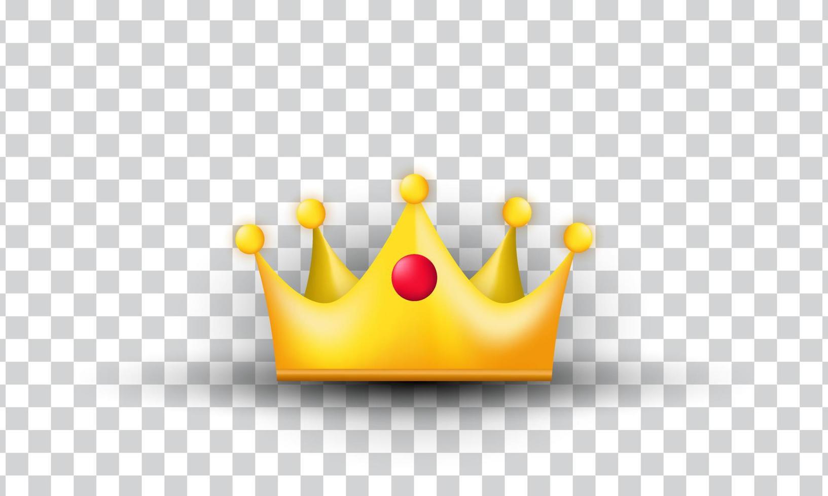 unique 3d style gold diamond red crown realistic icon design isolated on vector