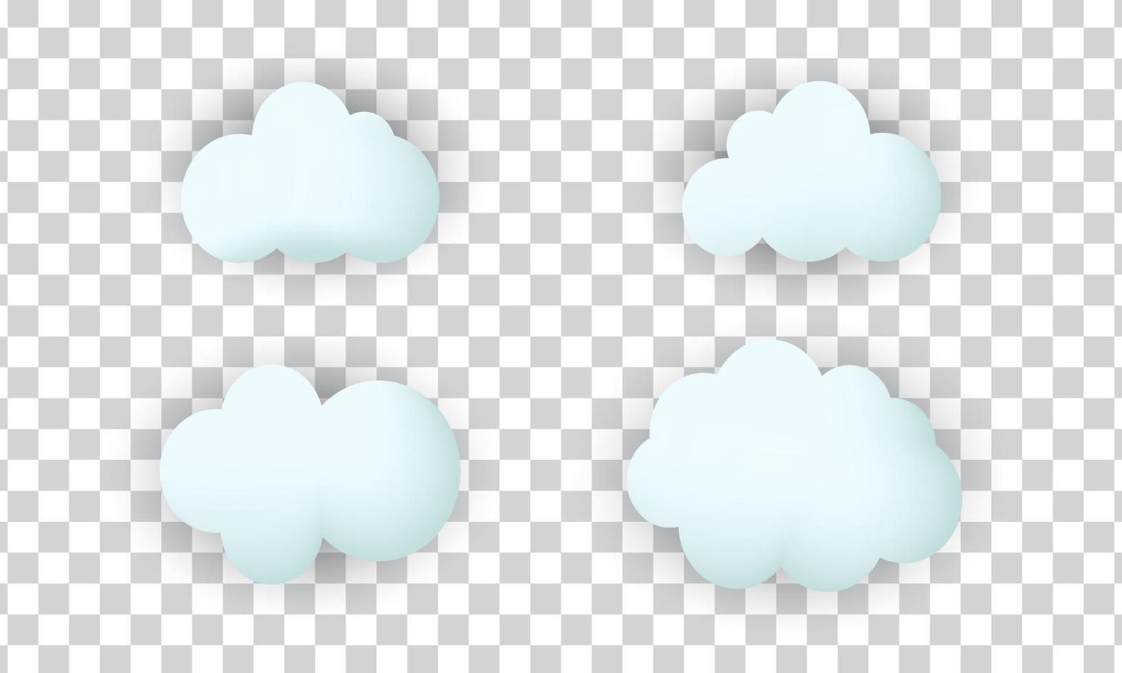 unique 3d set collection clouds realistic icon design isolated on vector