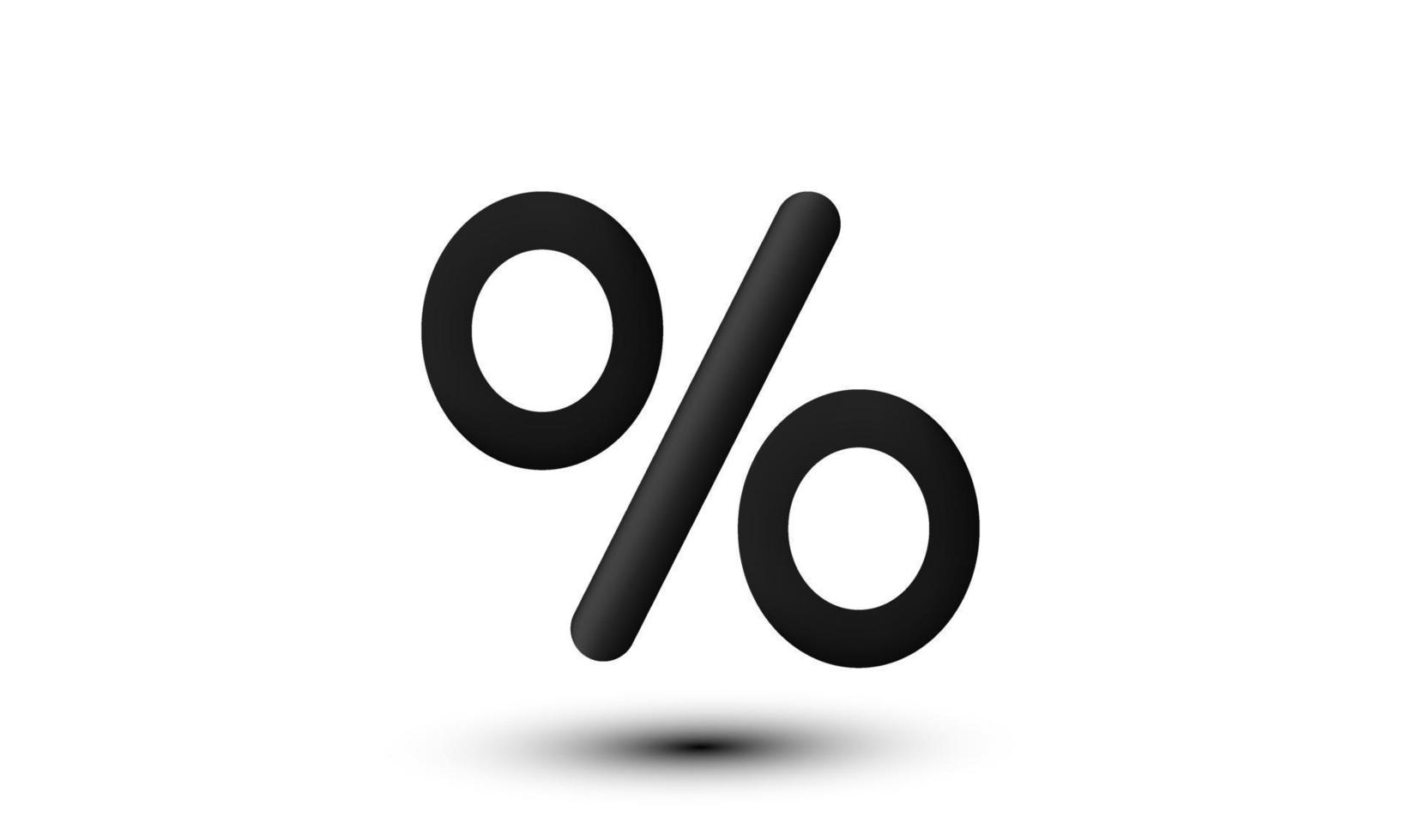 unique 3d black percent sign percentage discount sale promotion design icon isolated on vector