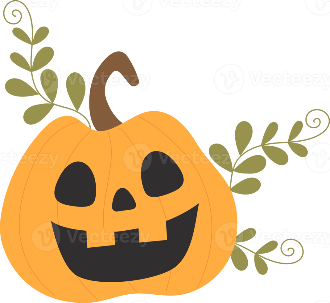 Halloween. citrouille jack avec des feuilles png