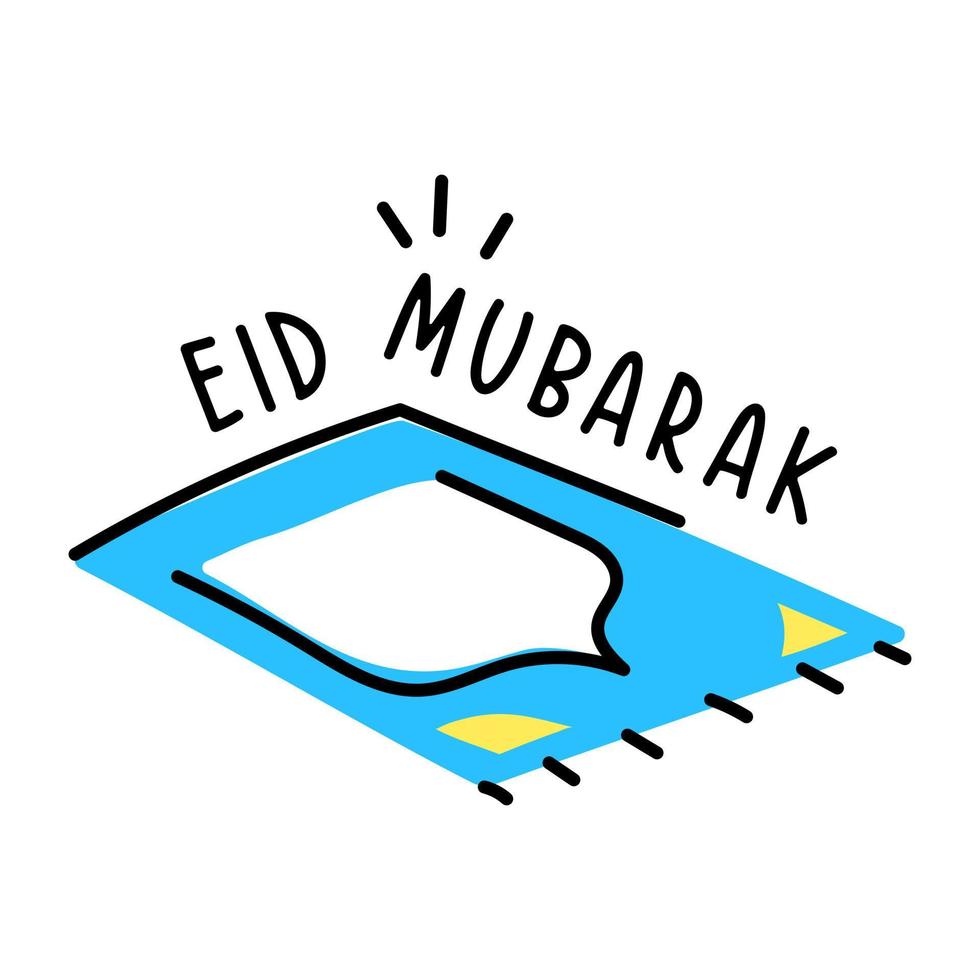 Prayer mat denoting eid prayer doodle icon vector