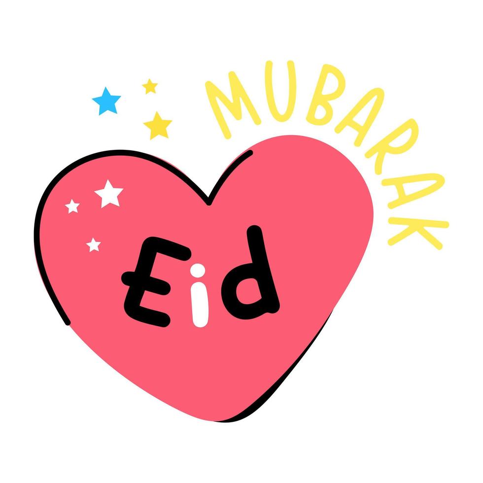 An eid heart colored doodle icon vector