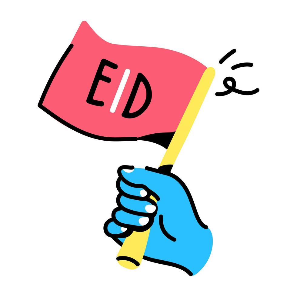 An eid flag doodle icon download vector